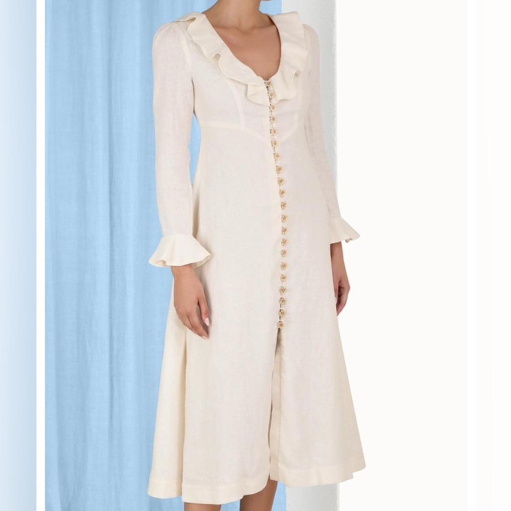 zimmermann daisy linen midi white dress